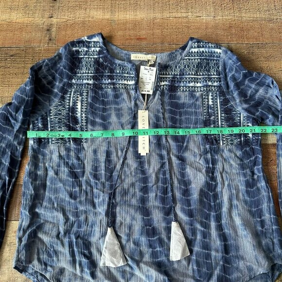 Lovestitch Womens Boho Navy Embroidered Blouse M 100% Cotton NWT - Picture 2 of 7